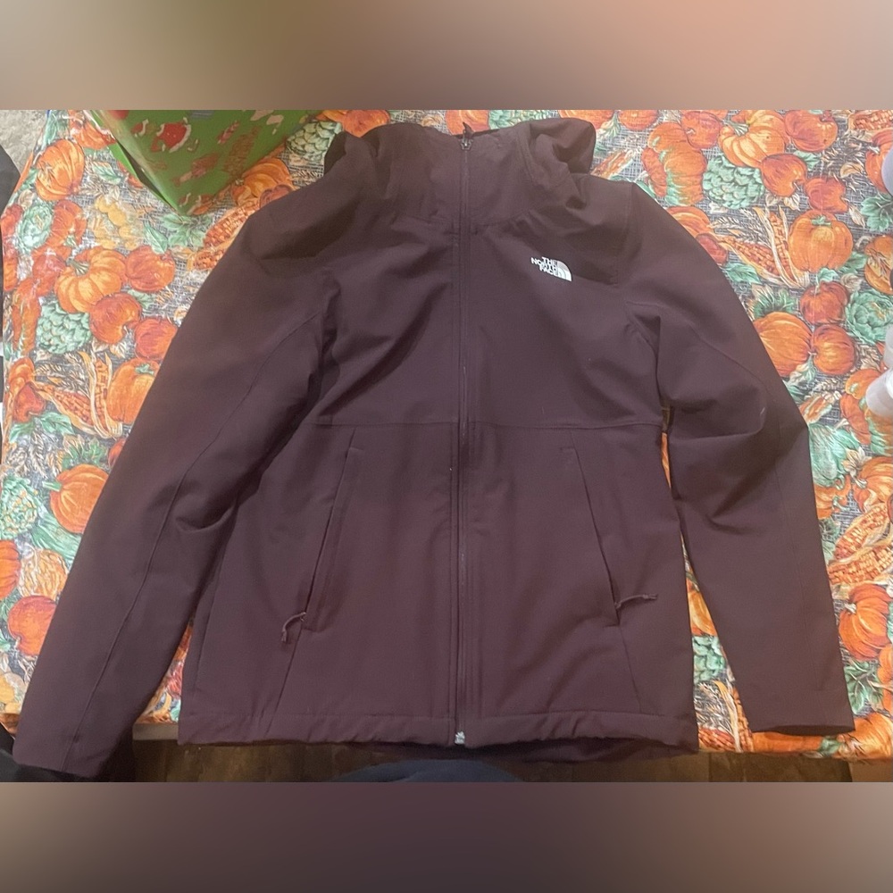 Plum colored North Face jacket